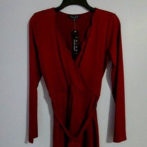 Long Sleeve Burgundy Dress